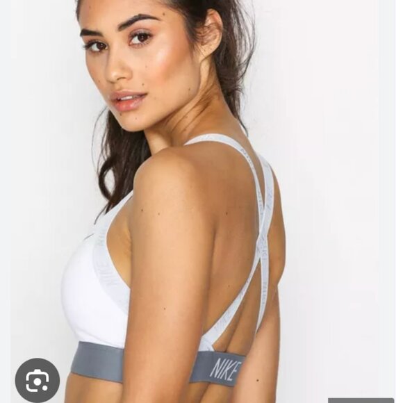 Nike Indy Dri-Fit Crossback Sports Bra White Gray Sz Small - Picture 3 of 8